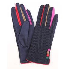 Button Trim Gloves, Colour: Navy