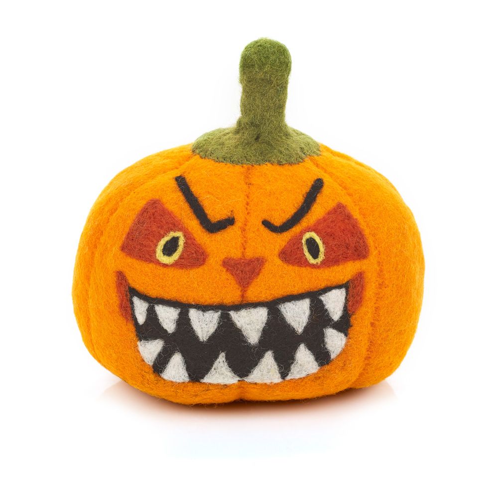 Handmade Felt Large Scary Pumpkin