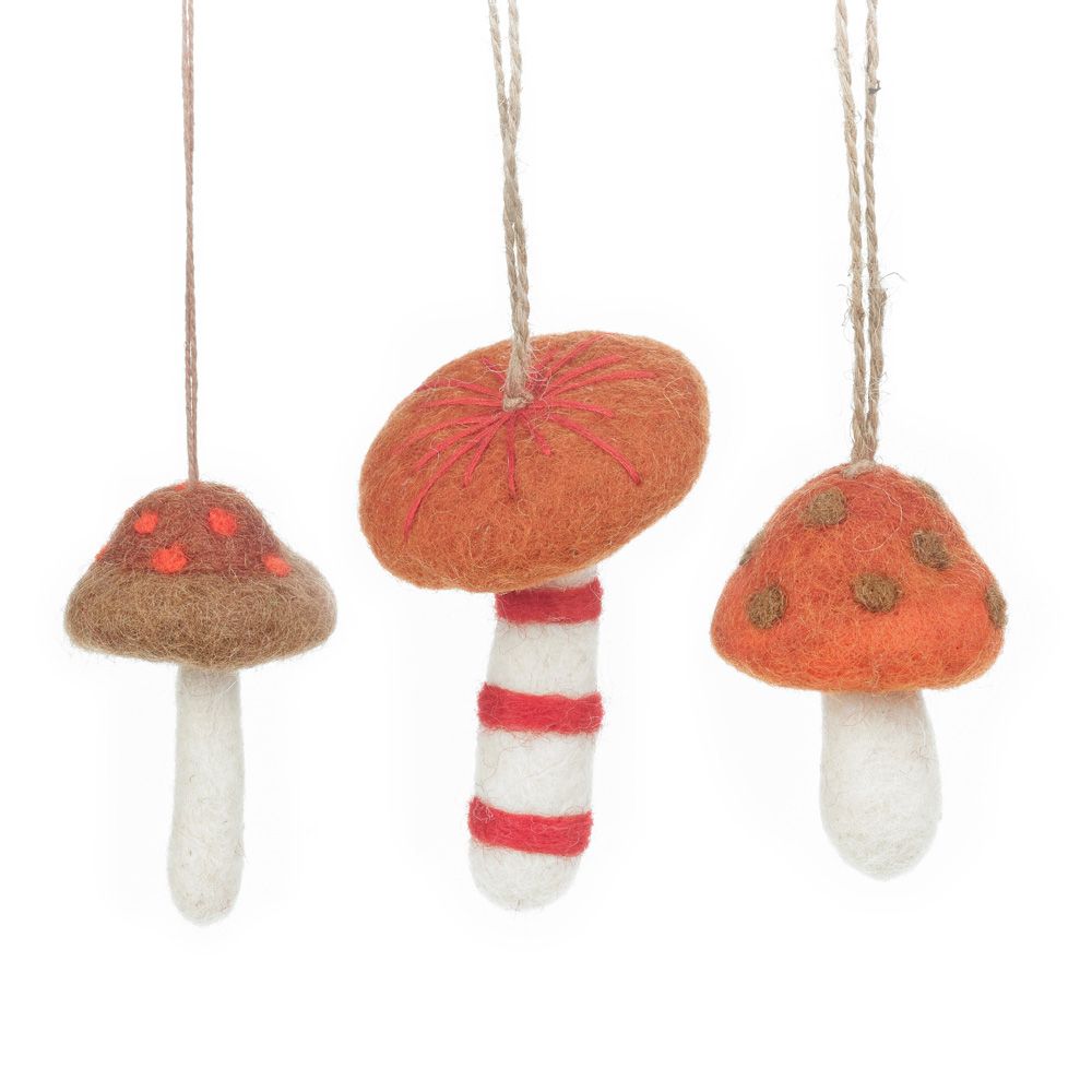 Handmade Felt Wild Foraged Mushrooms (Set of 3)