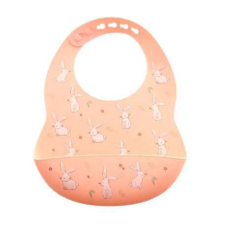 Catch It Silicone Bib, Style: Bunnies Pink