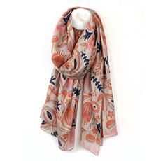 Organic Cotton Scarf, type: Pale Coral Pink Mixx Graphic Botanical