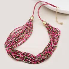 Beaded Multi-strand Necklace, Colour: Multicolour