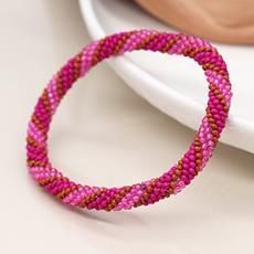 Beaded Snake Bracelet, Colour: Bright Pink