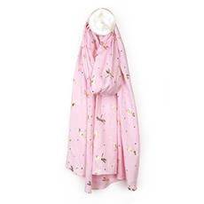 100% Viscose Foil Printed Scarf, type: Pastel Pink Dragonfly