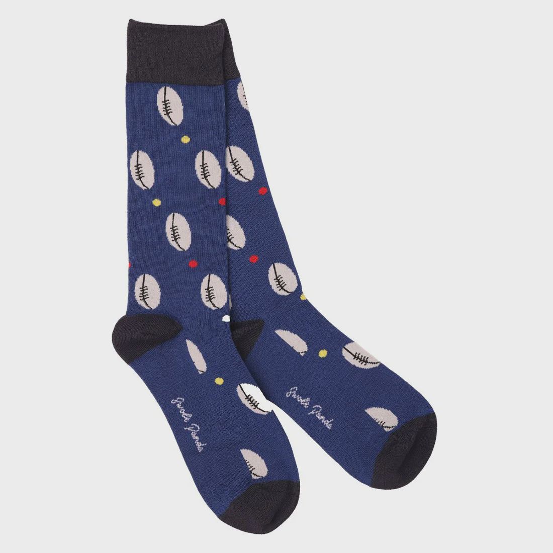 Swole Panda Men's Bamboo Socks, Size: UK 7-11, type: Rugby Ball