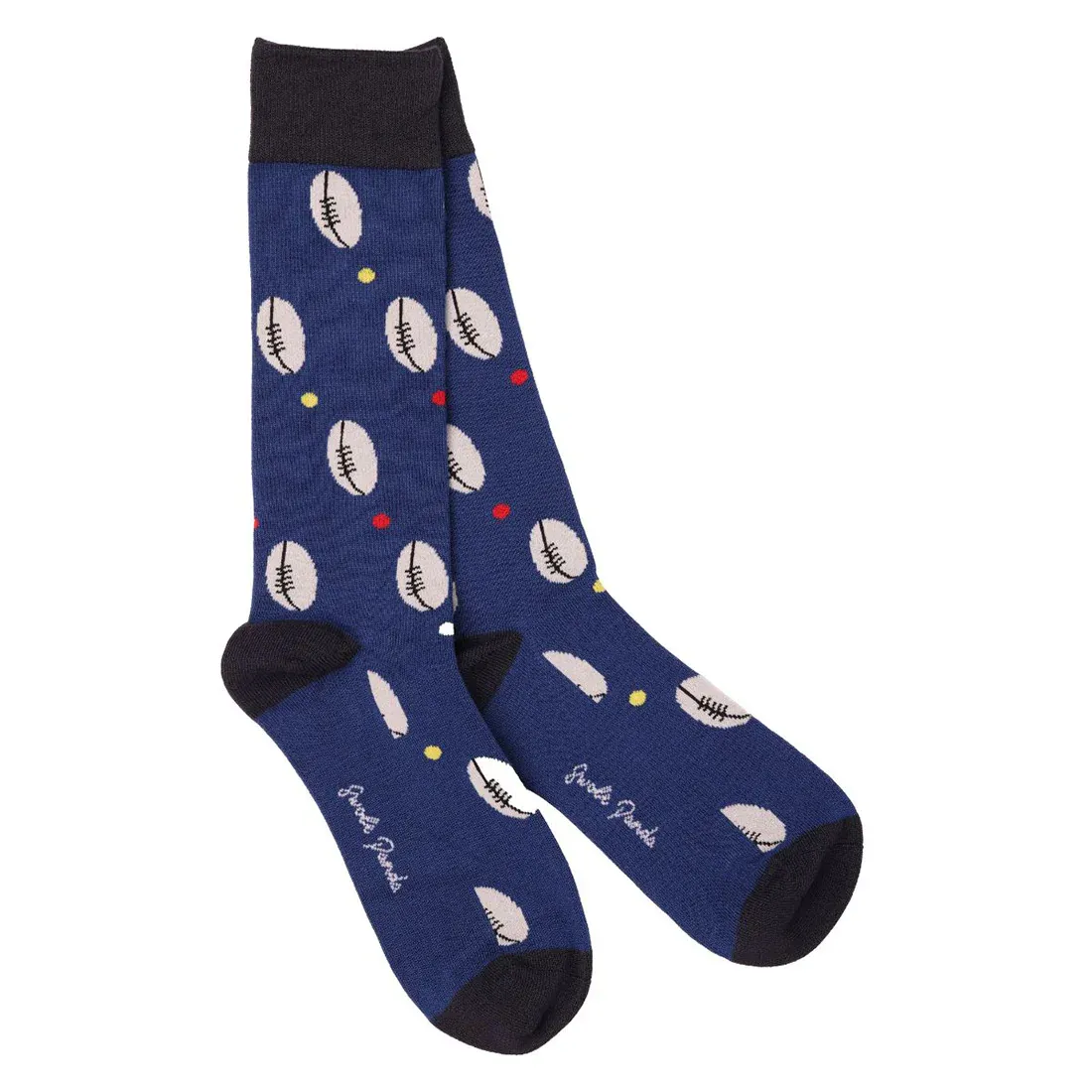 Swole Panda Men's Bamboo Socks, Size: UK 7-11, type: Rugby Ball
