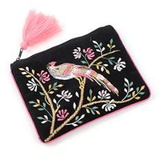 Black Velvet with Pink and Green Embroidery Accessories