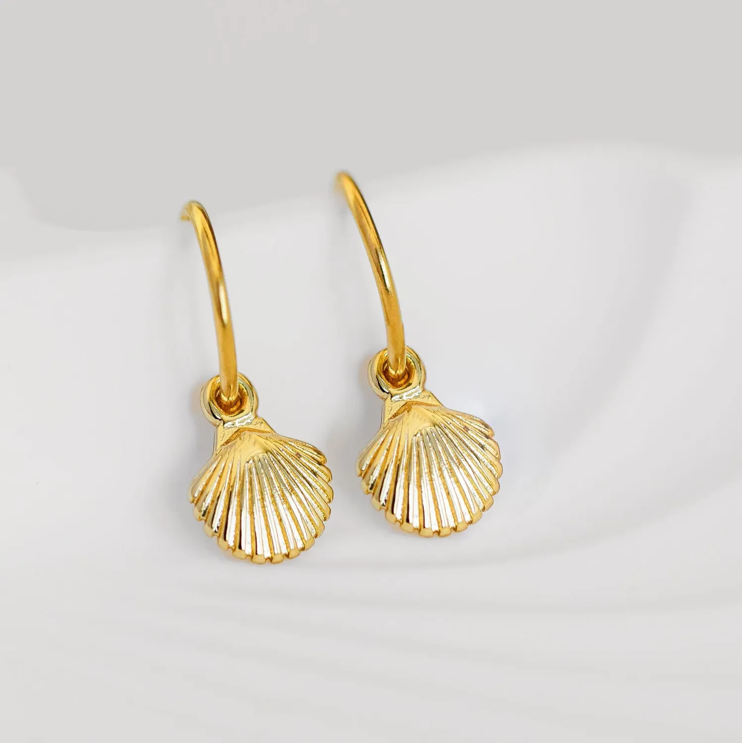 Gold Scallop Hoop Earrings in a Jar