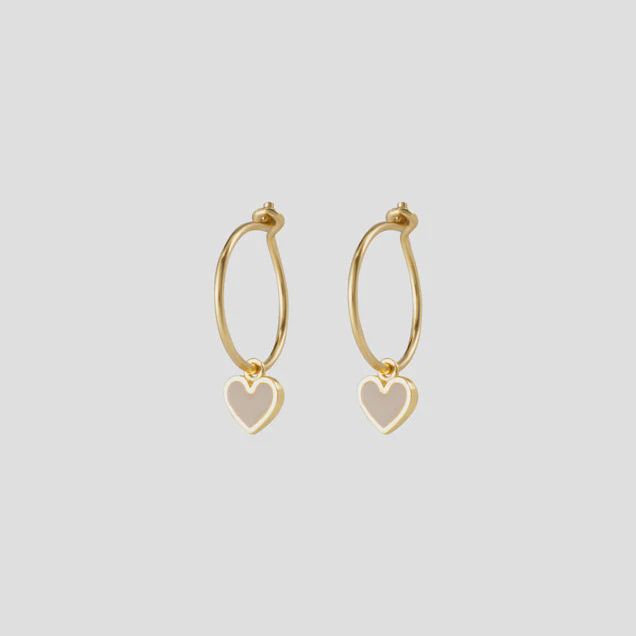Eve Heart Huggies Earrings in a Jar, Colour: Latte