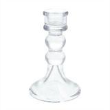 Clear Glass Ball Candlestick, Size: Medium