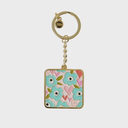 Belly Button Keyring, type: Mauve Hearts and Flowers