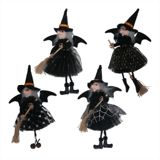 Black Witch with Broom Decoration