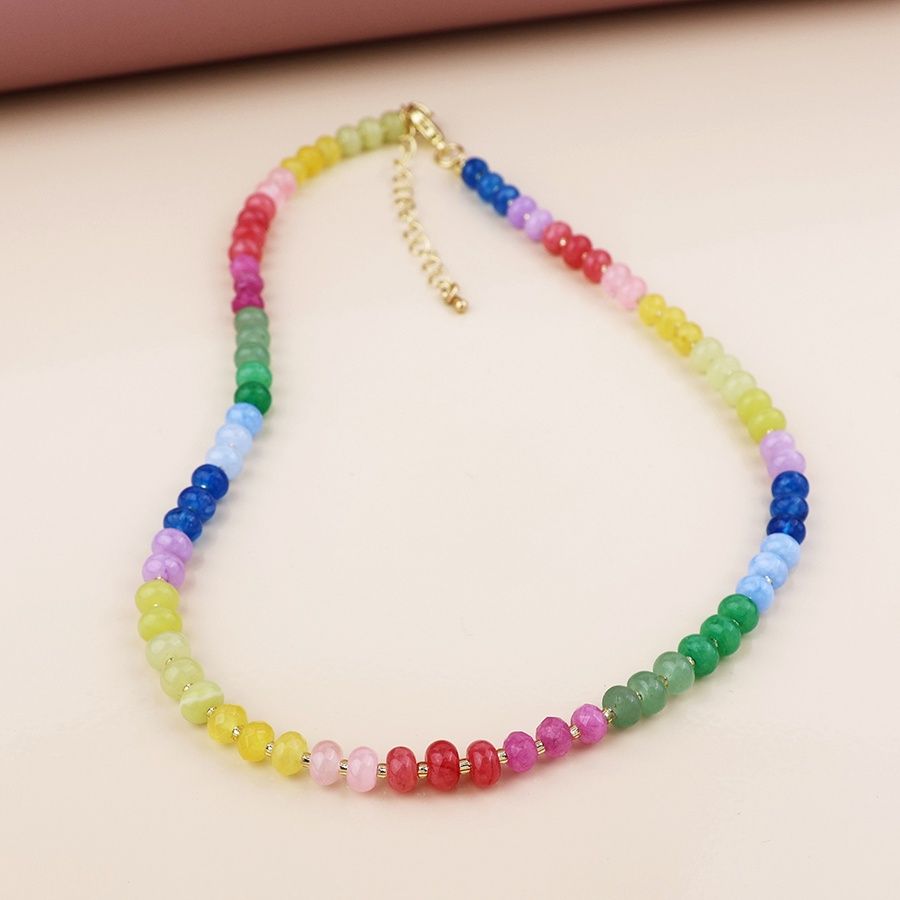 Fine rainbow beaded necklace
