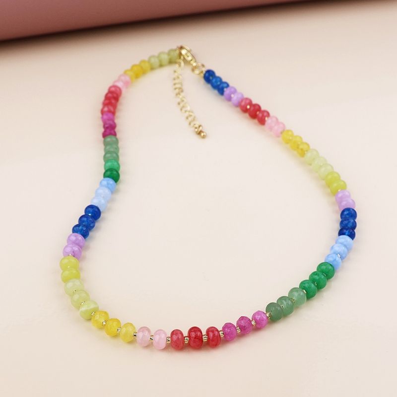 Fine rainbow beaded necklace