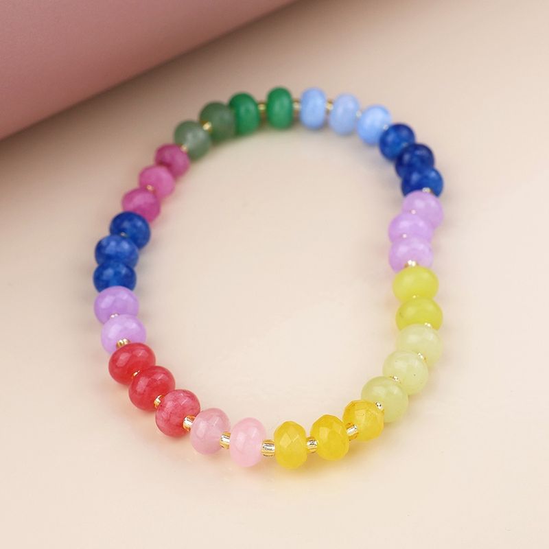 Fine rainbow beaded bracelet