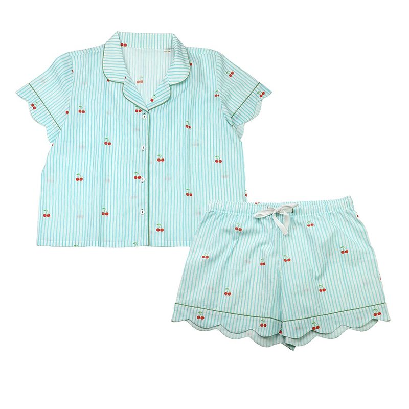 Print Blouse And Shorts Pyjama Set