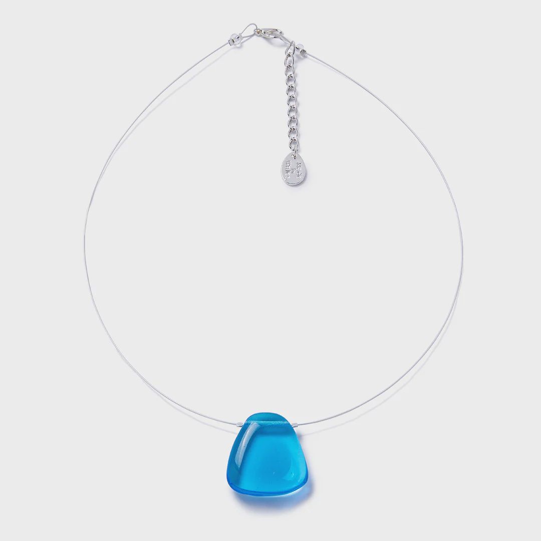 Glass Pendant Necklaces, Colour: Azure