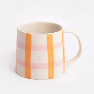Mugs, type: Orange and Pink Check Large