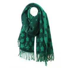 Stars Scarf With Fringe, Colour: Green Blue Graduated