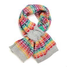 Recycled Poly &amp; Wool Blend Pull Through Scarf, Colour: Rainbow Hearts/grey, Size: Standard
