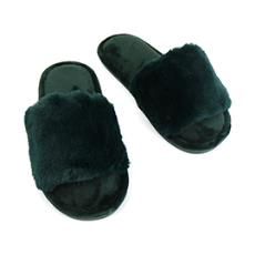 Faux Fur Mule Slippers Size, Colour: Bottle Green, Size: Small/med (uk  3-5)