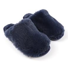 Faux Fur Closed Mule Slippers Size, Colour: Navy, Size: Small/med (uk 4/5)