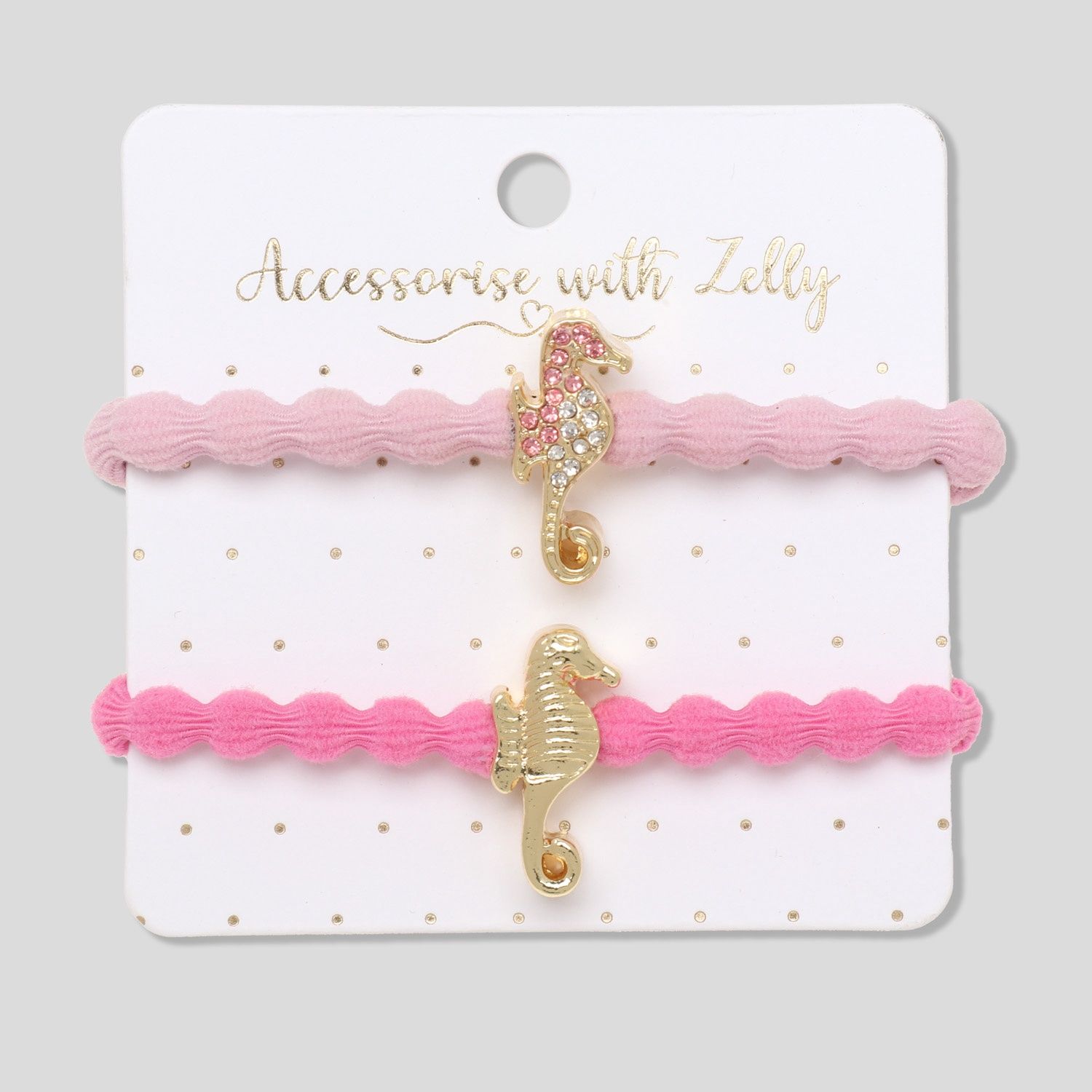 Charm Hair Tie (Set of 2), type: Gold Seahorse Pink