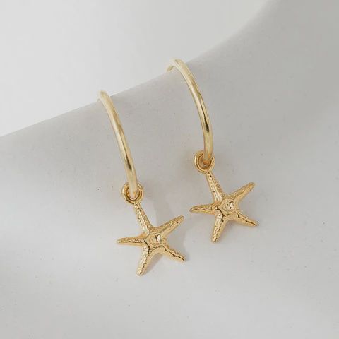 Gold Starfish Hoop Studs