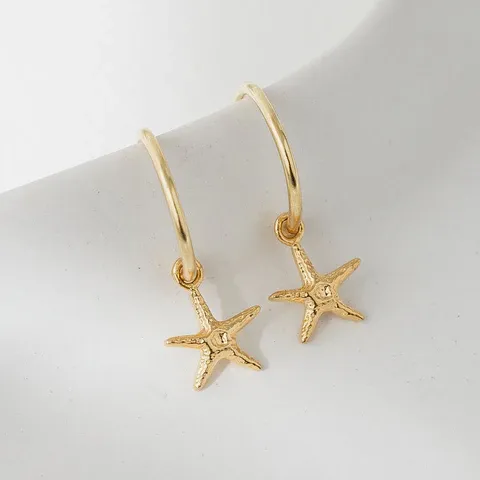 Gold Starfish Hoop Studs