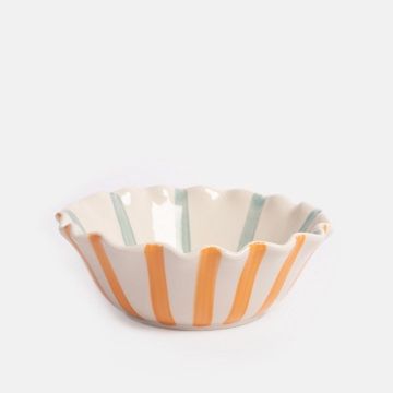 Orange and Blue Stripe Frilly Bowl