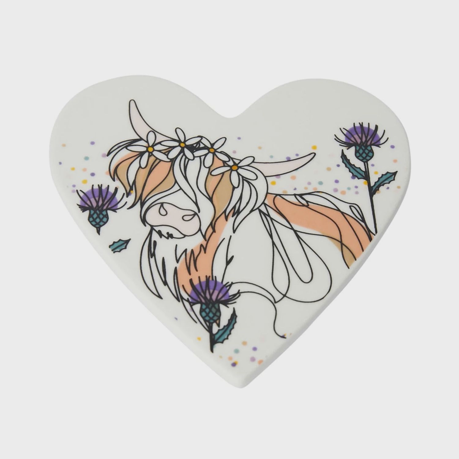 Highland Cow Heart Coaster