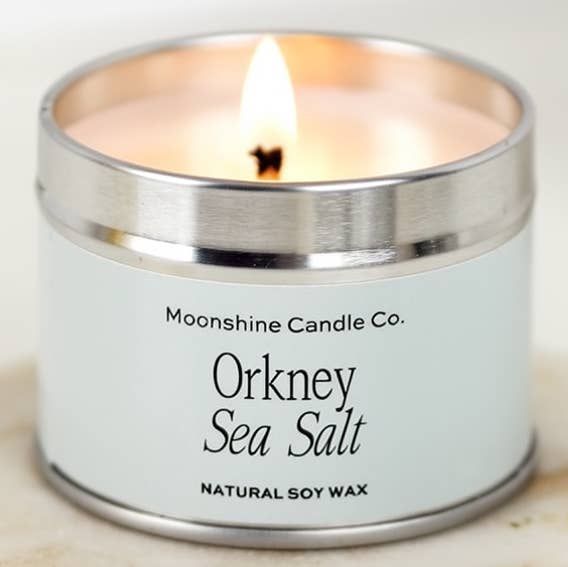 Moonshine - Small Soy Candle Tin, scent: Orkney Sea Salt