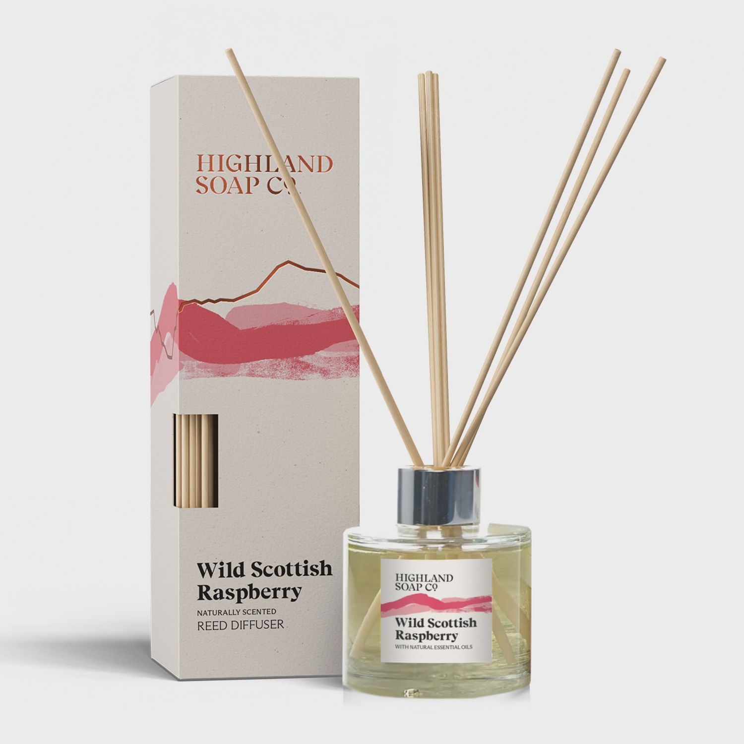 Highland Soap Co. Reed Diffuser, scent: Wild Scottish Raspberry