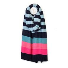 Anna Stripe Knit Scarf, Colour: Navy Teal And Pink