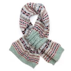 Iris Oatmeal And Mint Mix Pattern Stripe Recycled Scarf