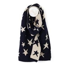Estelle Reversible Star Scarf, Colour: Navy And Cream