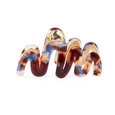 Acrylic Wave Claw Clip, Colour: Blue Brown And Gold