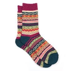 Multi Pattern Stripe Socks, Colour: Magenta Teal Mix
