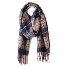 Olivia Tartan Weave Scarf, Colour: Navy And Red Mix