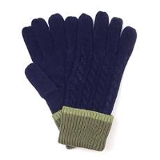Matty Recycled Blend Cable Knit Gloves, Colour: Navy Khaki