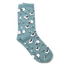 Fluffy Animal Cow Socks, Colour: Dusky Blue Sheep