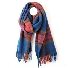 Miranda Cosy Check Scarf, Colour: Blue Pink And Orange Mix