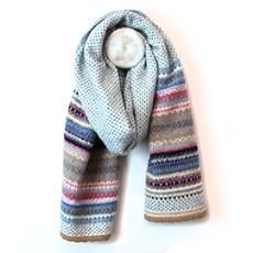 Evie Blue Mix Multi Knit Stripe Recycled Blend Scarf
