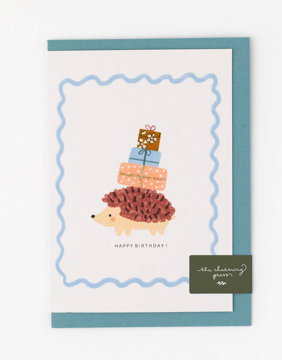 Hedgehog Birthday Card - Liberty Capel Mustard Fabric