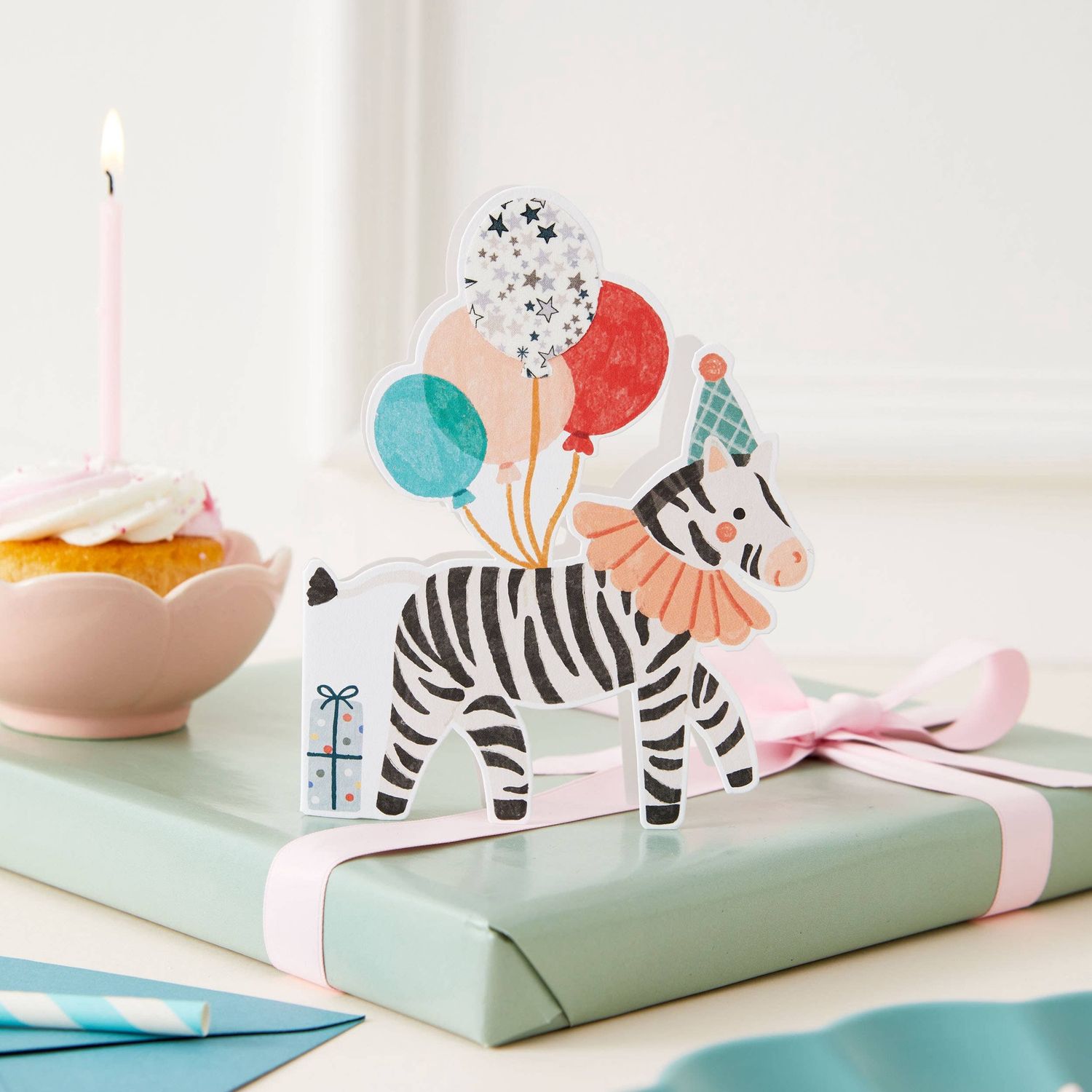 Zebra Die Cut Card - Adelajda Liberty Fabric