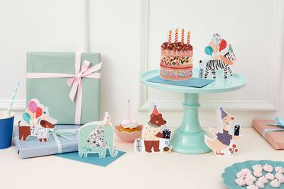 Bear Die Cut Card - Adelajda Liberty Fabric