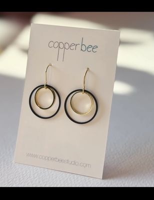 Black and Brass Multi Hoop Earrings