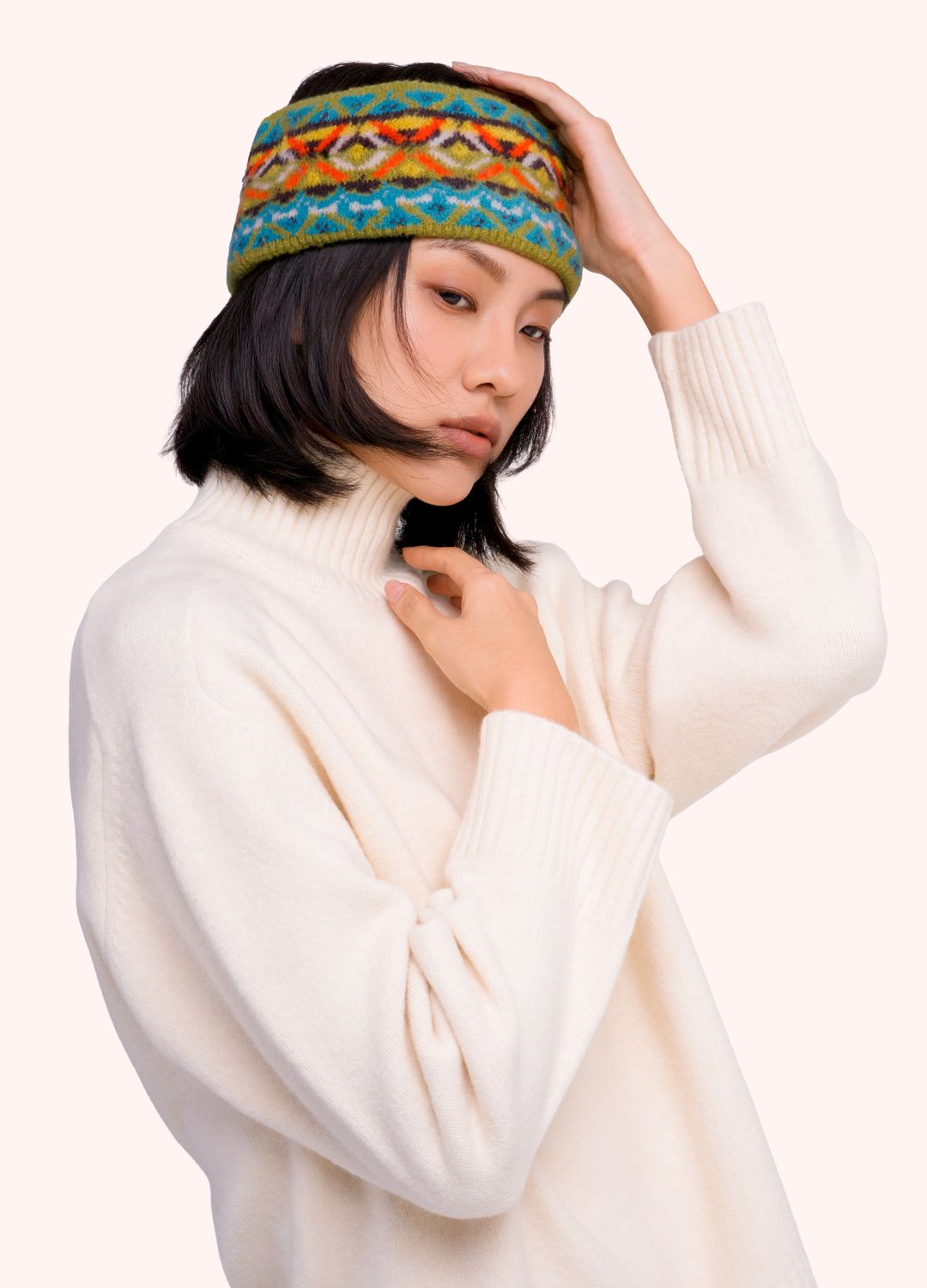Fair Isle Headband in Teal Mix