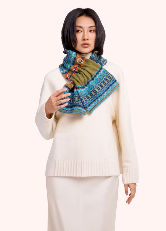 Fair Isle Scarf in Teal Mix