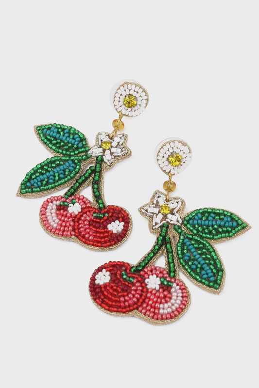 My Doris Summer Cherry Beaded Earrings